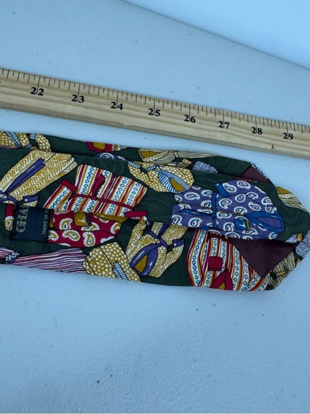 Charleston The Rack Silk Colorful Robes Patterned Necktie Olive Novelty Print